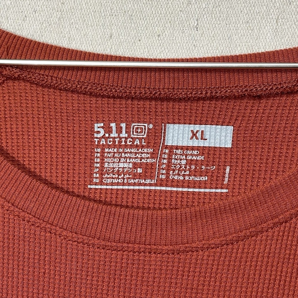 5.11 Tactical XL Thermal Long Sleeve Shirt Waffle Knit Rust Orange Outdoor - Picture 6 of 13